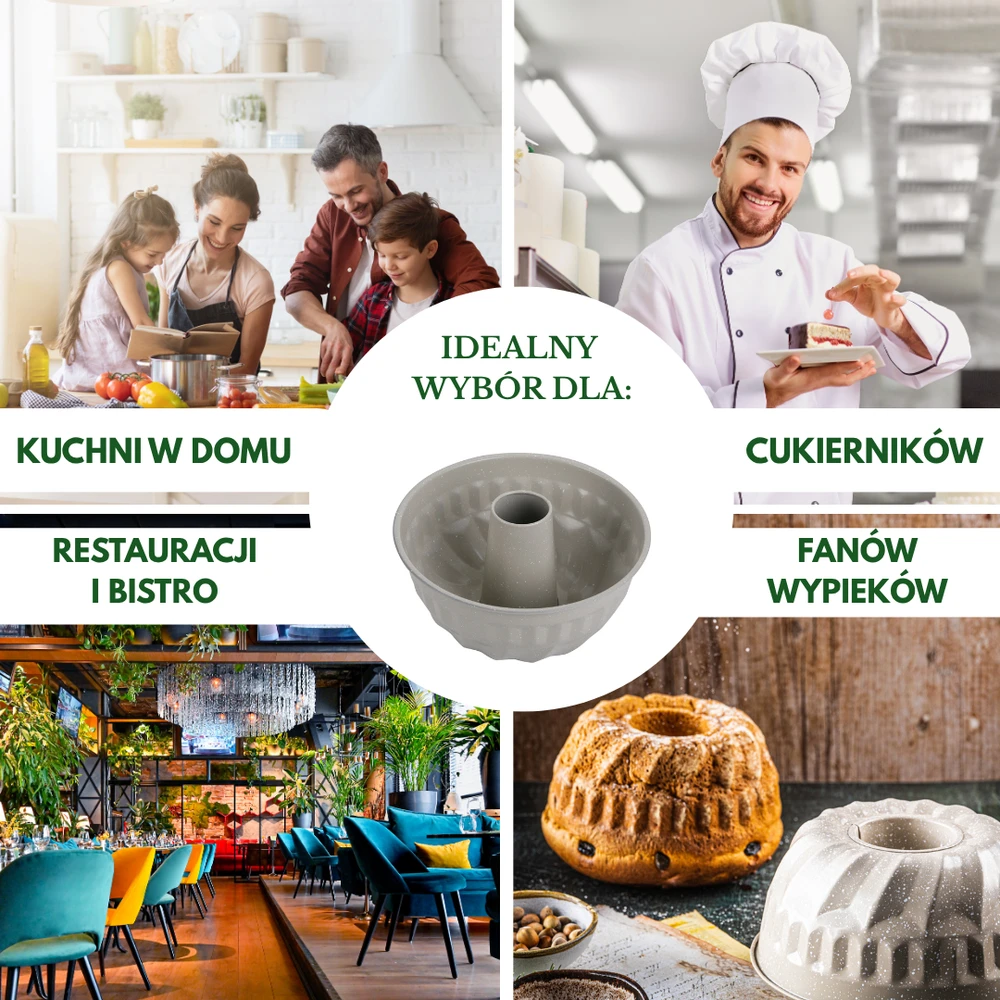 King Hoff Forma, metalo sp., okrągła su dziurką, su powłoką nieprzywieralną, smėlio sp., średnica 22 cm
