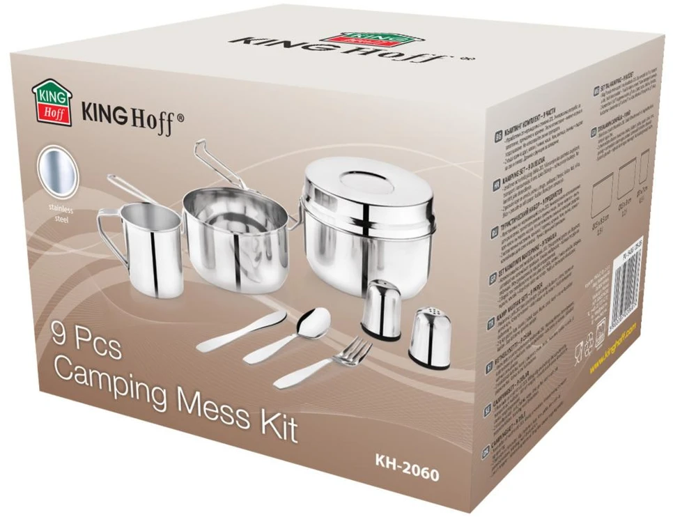 King Hoff Rinkinys turistinis, 9 dalys, nerūdijantis plienas, kinghoff, kh-2060