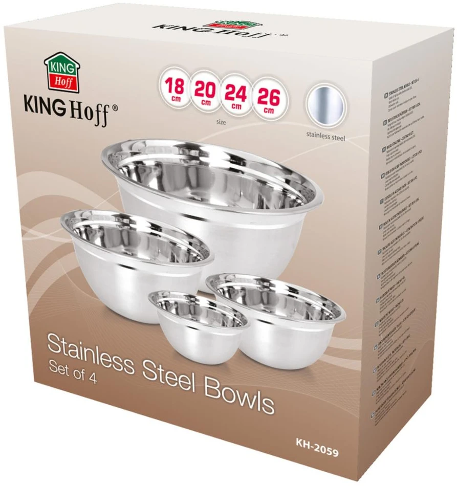 King Hoff Rinkinys 4 misek kuchennych (18,20,24,26 cm), nerūdijantis plienas, kinghoff