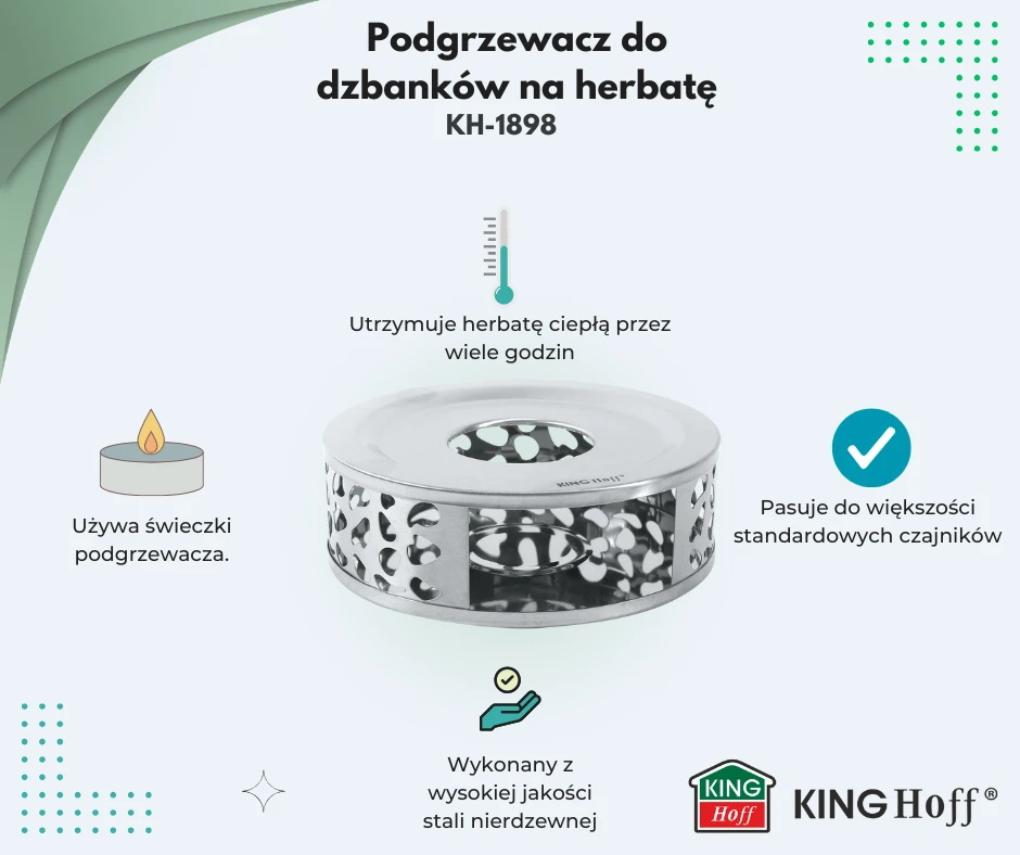 Podgrzewacz ąsočio šildytuvas, nerūdijantis plienas, skersmuo 15 cm, kinghoff, kh-1898
