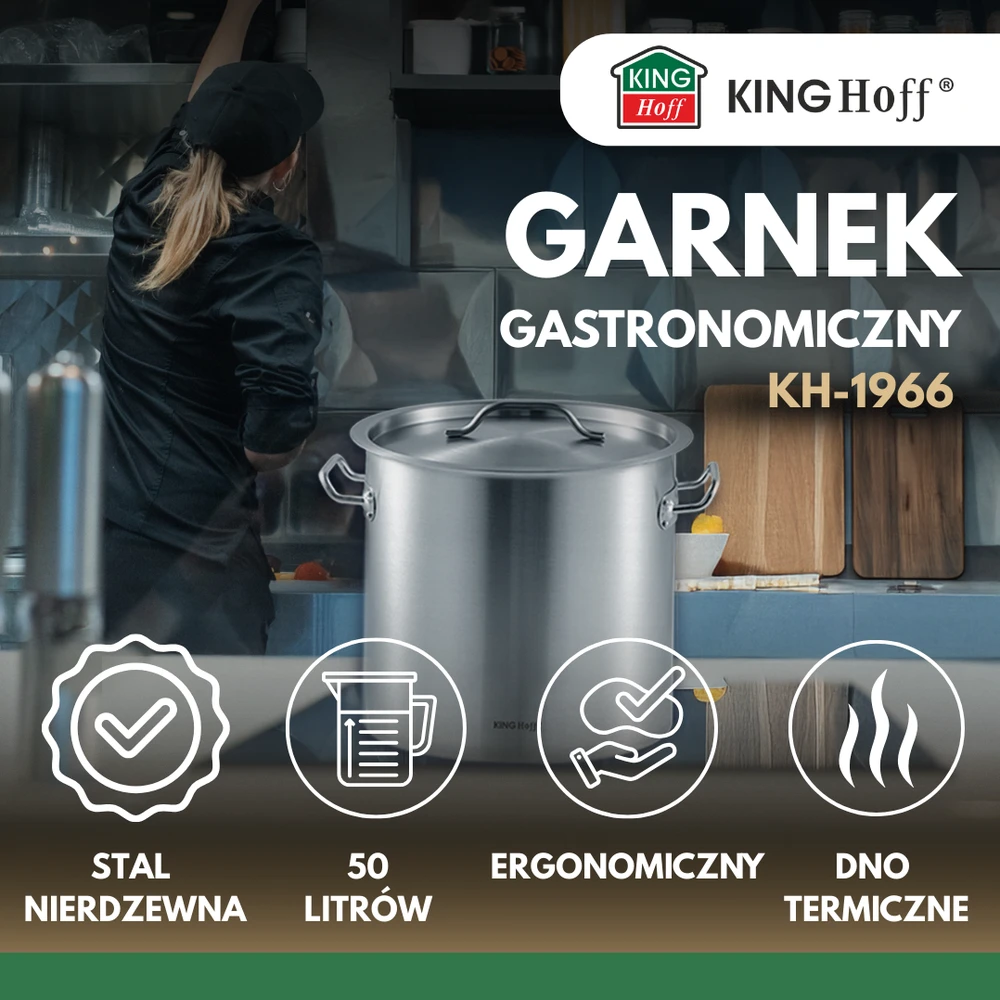 Garnek Puodas Gastronorm puodas, nerūdijantis plienas, skersmuo 40cm, 50l, kinghoff, kh-1966