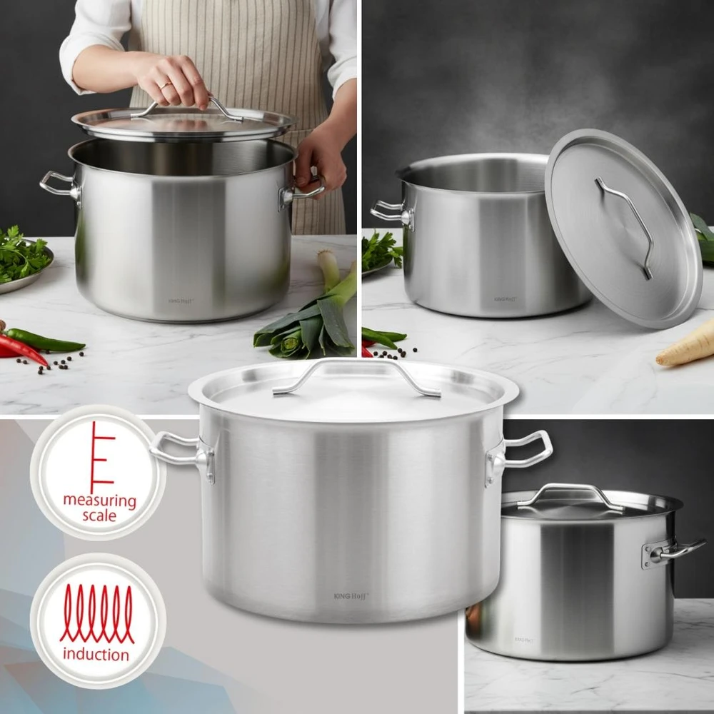 Garnek Puodas Gastronorm puodas, nerūdijantis plienas, skersmuo 32cm, 17l, kinghoff, kh-2023