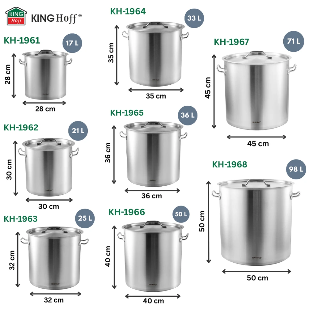 Garnek Puodas Gastronorm puodas, nerūdijantis plienas, skersmuo 40cm, 50l, kinghoff, kh-1966