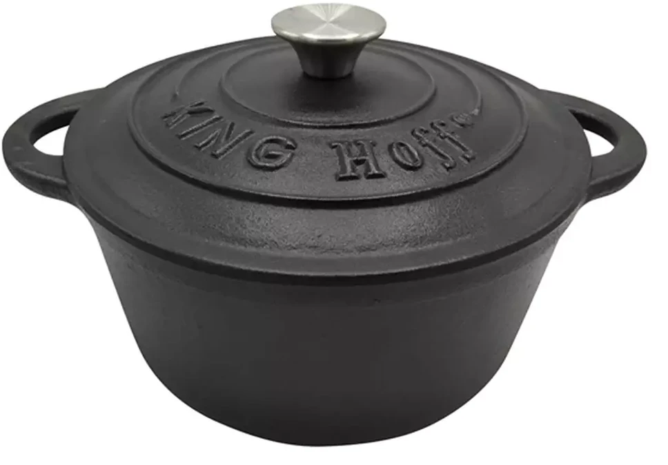 King Hoff Puodas Puodas su dangčiu, ketaus, 24 cm skersmens, 4 l, juodas, „Kinghoff“
