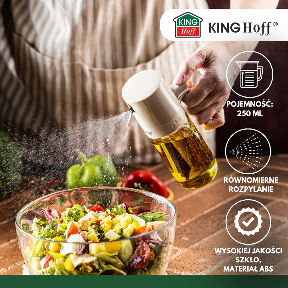 King Hoff Rozpylacz Aliejaus ir acto purkštuvas, 250 ml, stiklinis, „Kinghoff“, kh-2005