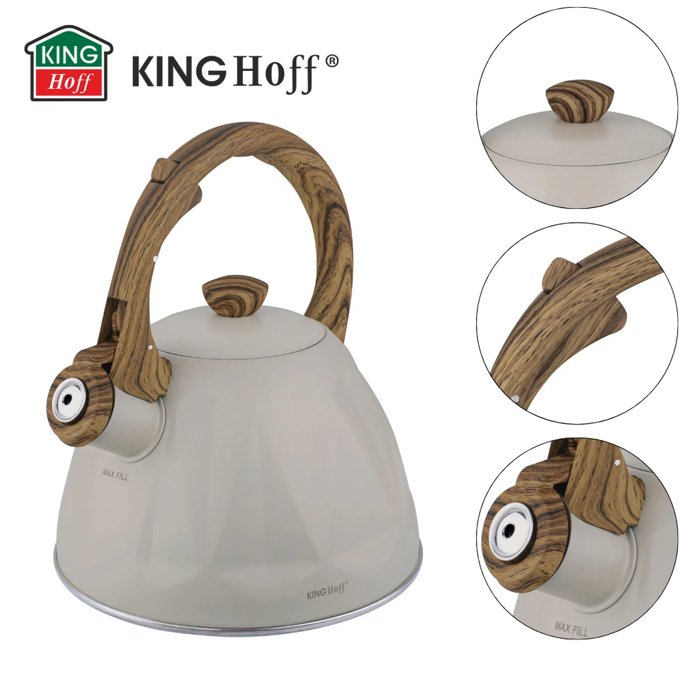 King Hoff Virdulys, Švilpiantis virdulys, 2 l, kreminės spalvos, nerūdijančio plieno