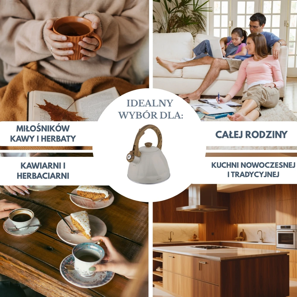 King Hoff Virdulys, Švilpiantis virdulys, 2 l, kreminės spalvos, nerūdijančio plieno