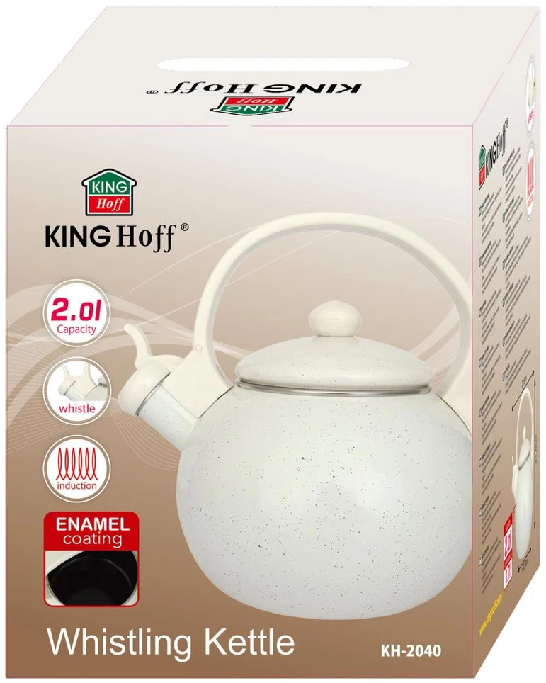 King Hoff Virdulys, Švilpiantis virdulys, emaliuotas plienas, juodas, 2,2 l, „Kinghoff“, kh-2040