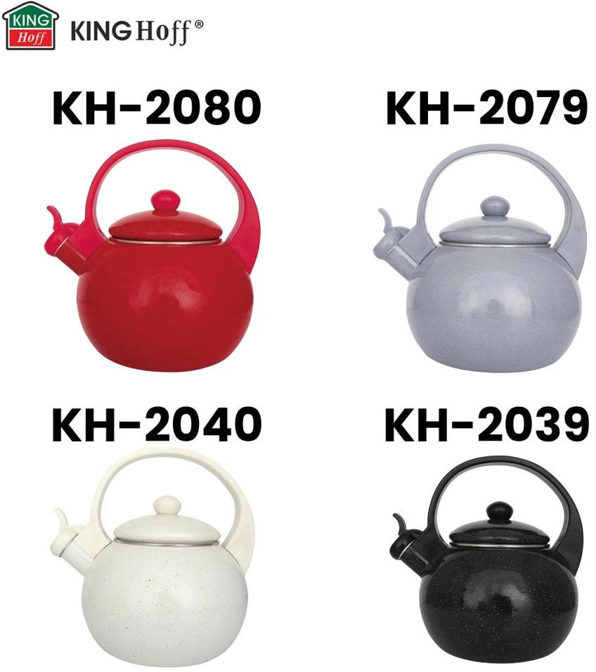 King Hoff Virdulys, Švilpiantis virdulys, emaliuotas plienas, juodas, 2,2 l, „Kinghoff“, kh-2040