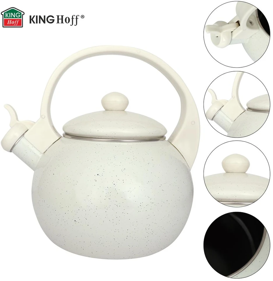 King Hoff Virdulys, Švilpiantis virdulys, emaliuotas plienas, juodas, 2,2 l, „Kinghoff“, kh-2040