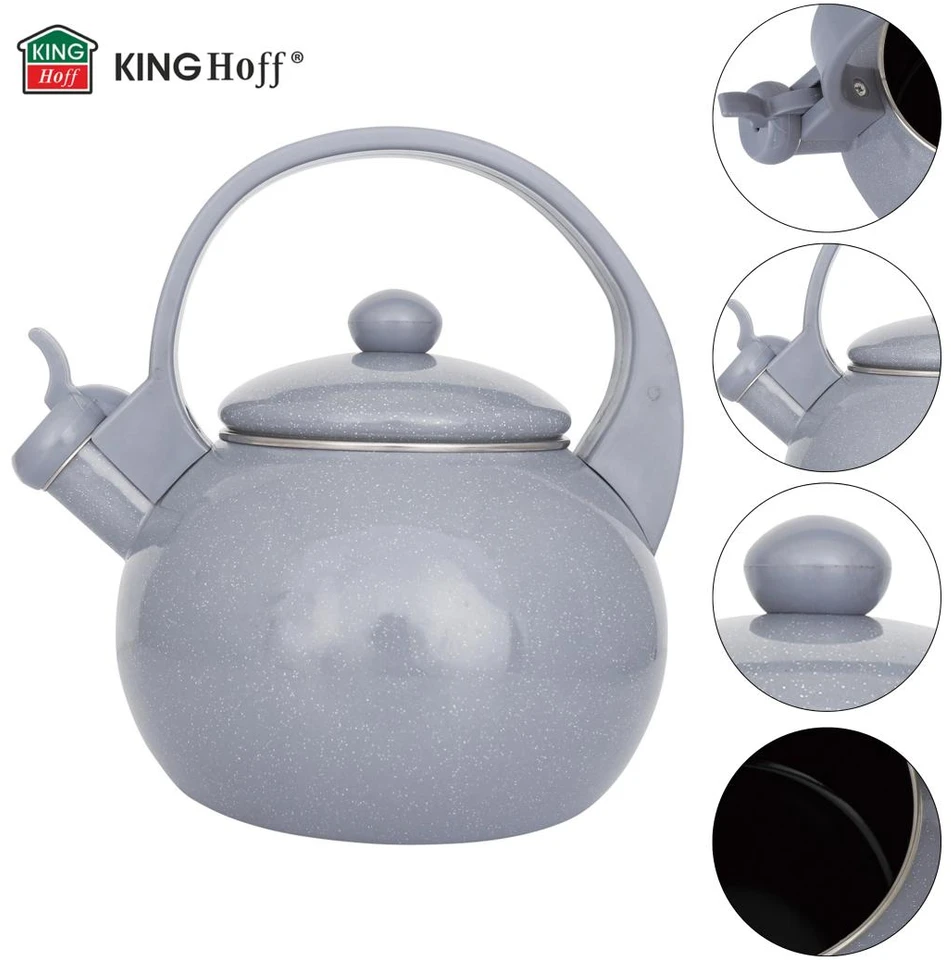 King Hoff Virdulys, Švilpiantis virdulys, emaliuotas plienas, pilkas, 2,2 l, „Kinghoff“, kh-2079
