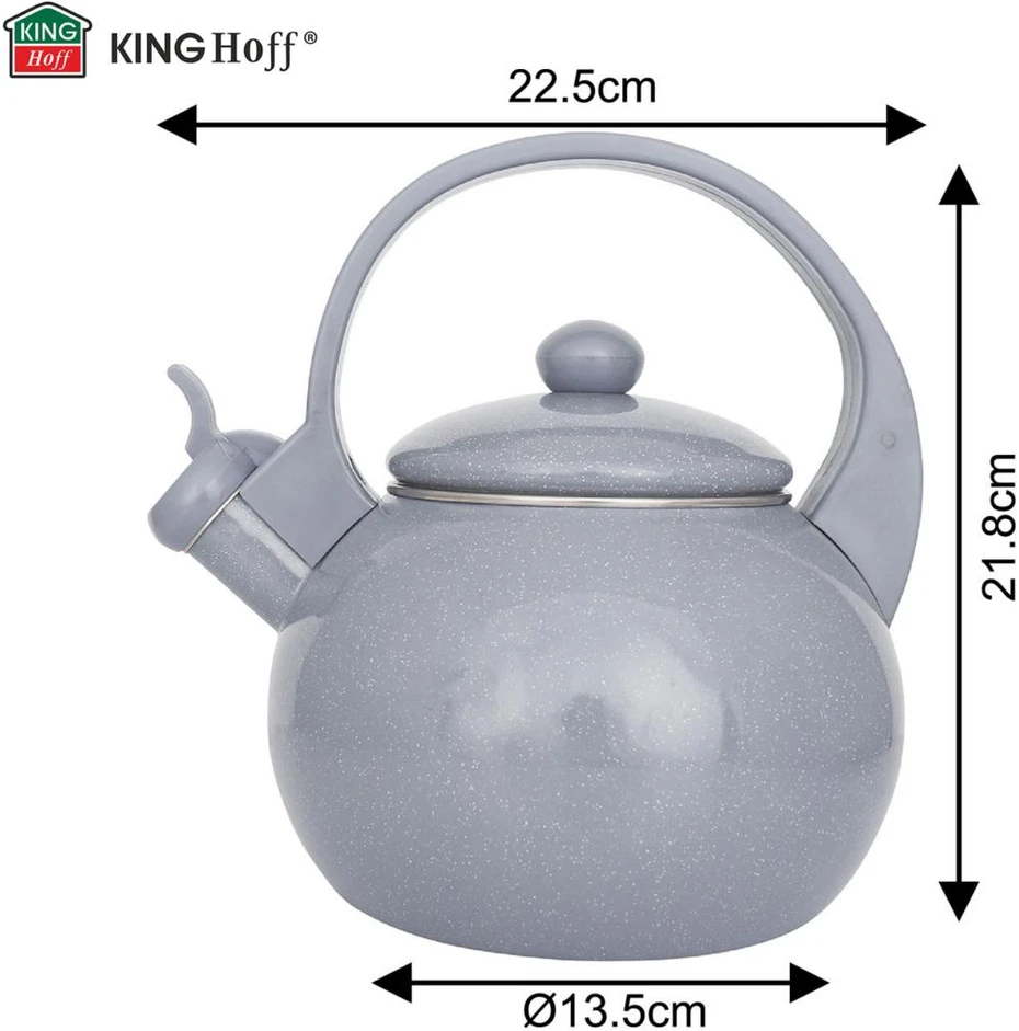 King Hoff Virdulys, Švilpiantis virdulys, emaliuotas plienas, pilkas, 2,2 l, „Kinghoff“, kh-2079