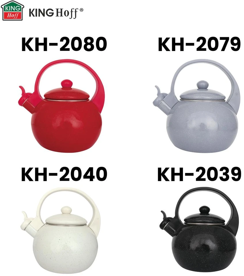 King Hoff Virdulys, Švilpiantis virdulys, emaliuotas plienas, pilkas, 2,2 l, „Kinghoff“, kh-2079