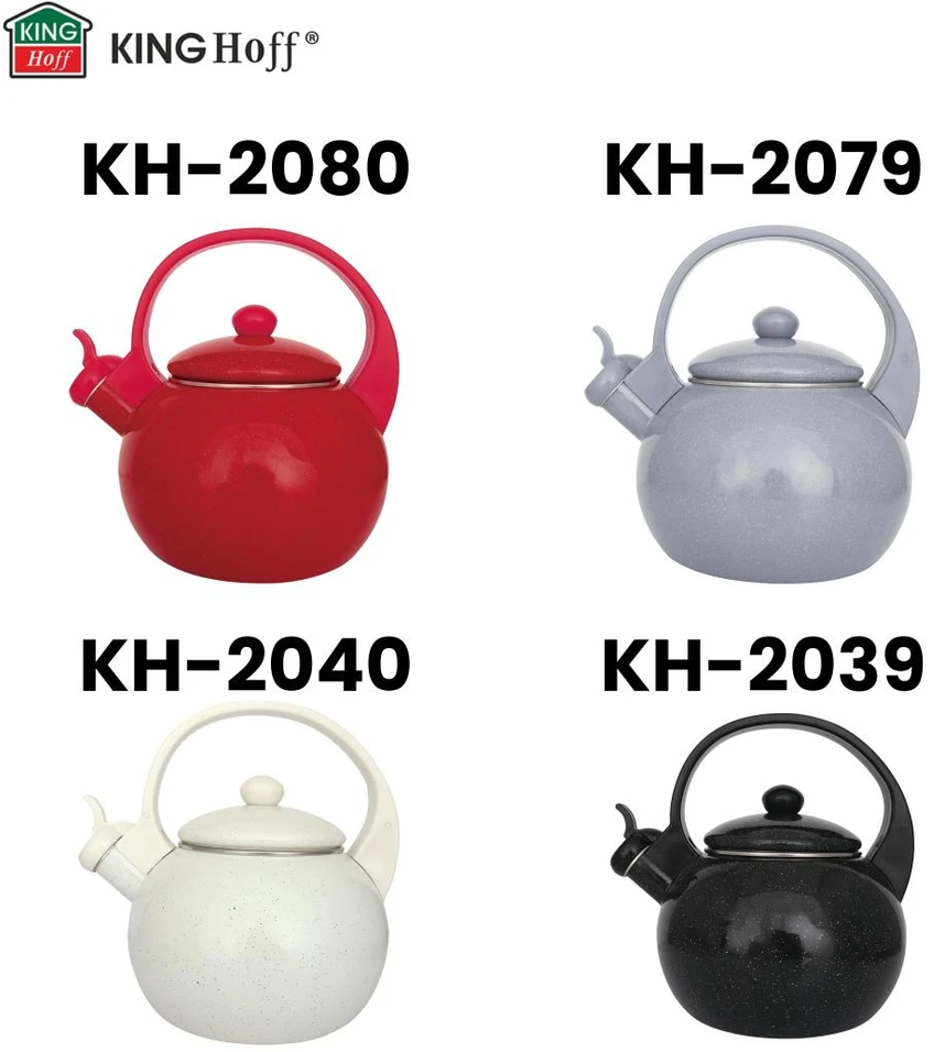 King Hoff Virdulys, Švilpiantis virdulys, emaliuotas plienas, raudonas, 2,2 l, „Kinghoff“, kh-2080