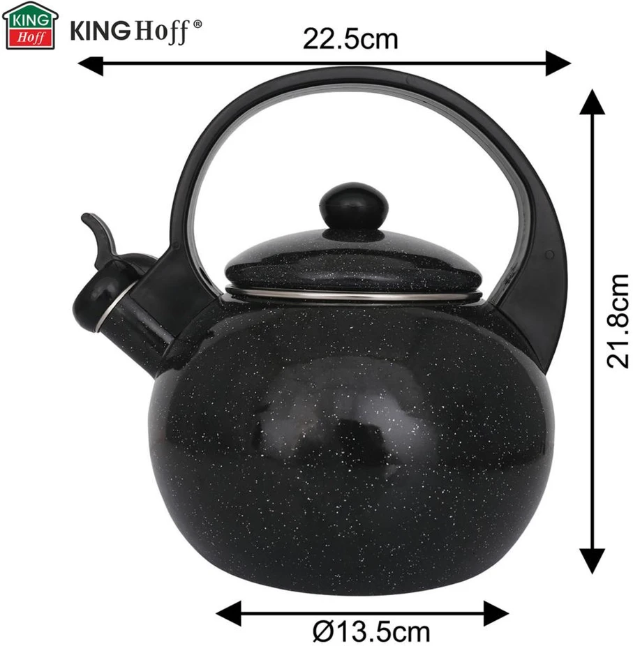 King Hoff Virdulys, Švilpiantis virdulys, emaliuotas plienas, juodas, 2,2 l, „Kinghoff“, kh-2039