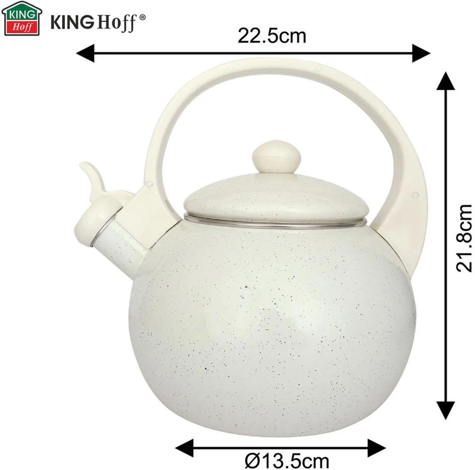 King Hoff Virdulys, Švilpiantis virdulys, emaliuotas plienas, juodas, 2,2 l, „Kinghoff“, kh-2040