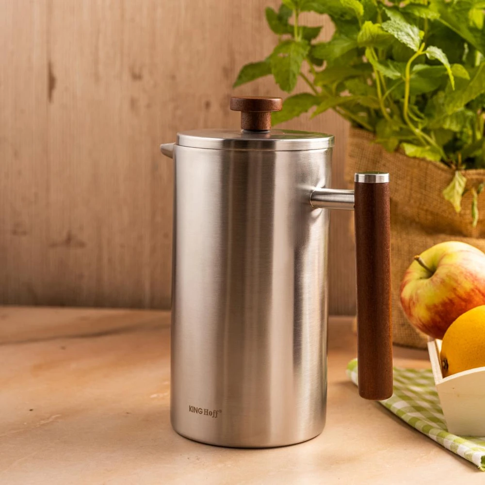 Zaparzacz Infuzeris, prancūziškas presas, 1 l, dvigubos sienelės, medinė rankena