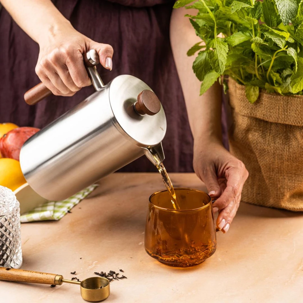 Zaparzacz Infuzeris, prancūziškas presas, 1 l, dvigubos sienelės, medinė rankena