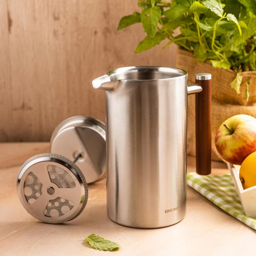 Zaparzacz Infuzeris, prancūziškas presas, 1 l, dvigubos sienelės, medinė rankena