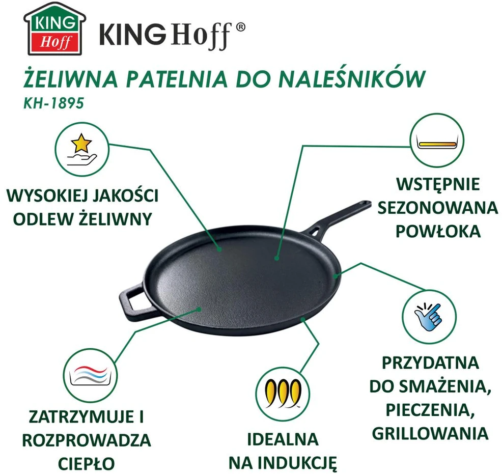 Ketaus blynų keptuvė KingHoff KH-1895, 29 cm