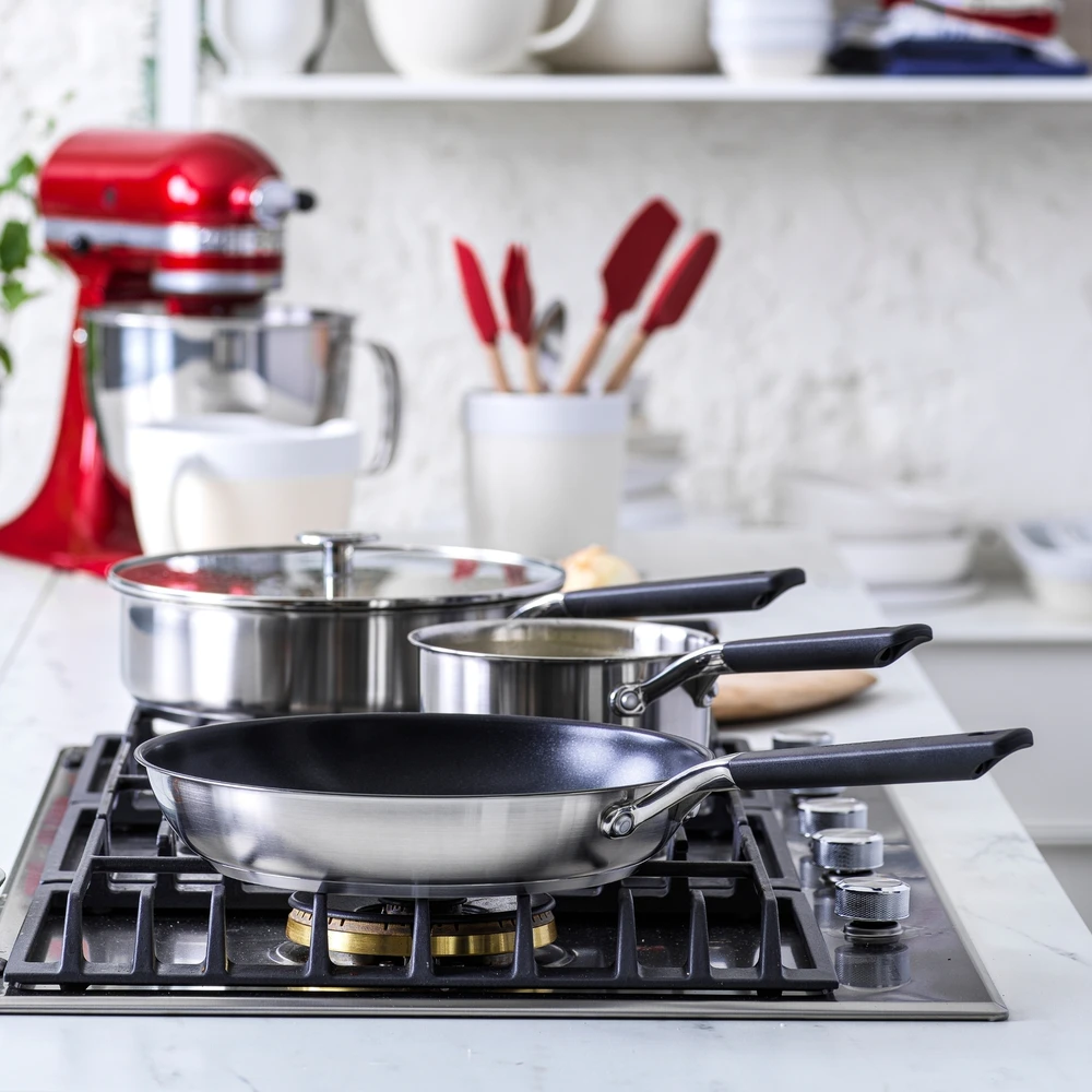 KitchenAid - KA-Classic nerūdijančio plieno keptuvė su atvira rankena - sidabrinė - 30 cm