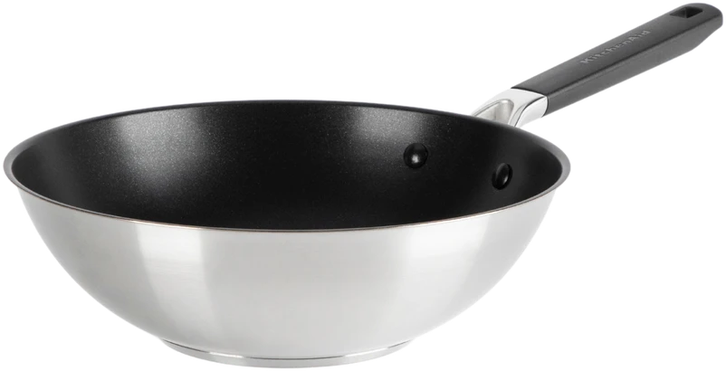 KitchenAid - KA-Classic nerūdijančio plieno 3 sluoksnių OpenWok - sidabrinė - 28 cm