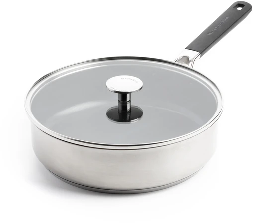 KitchenAid - KA-klasikinė nerūdijančio plieno keptuvė su dangčiu - sidabrinė - 26 cm