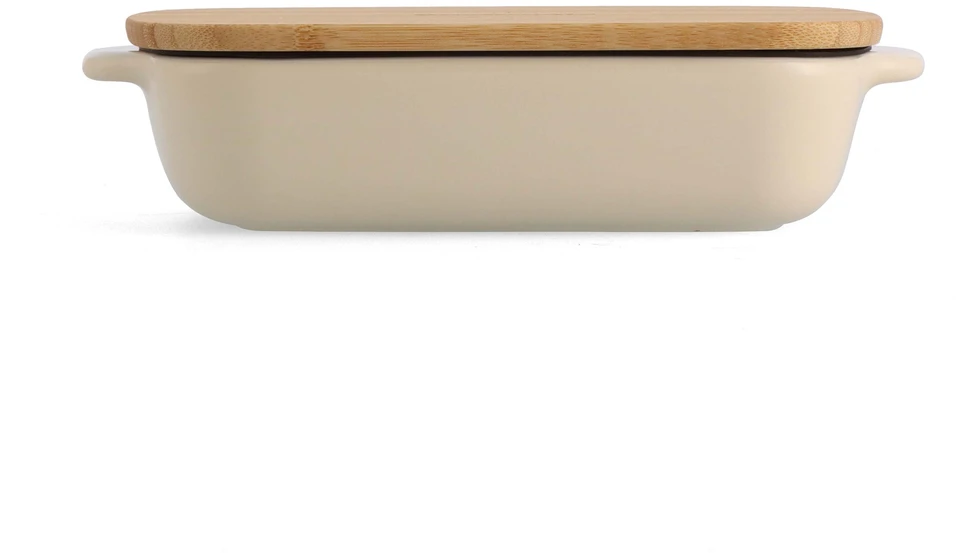 KitchenAid keramikinis indas 26x15,5x6,5 cm su migdolų kremo dangteliu