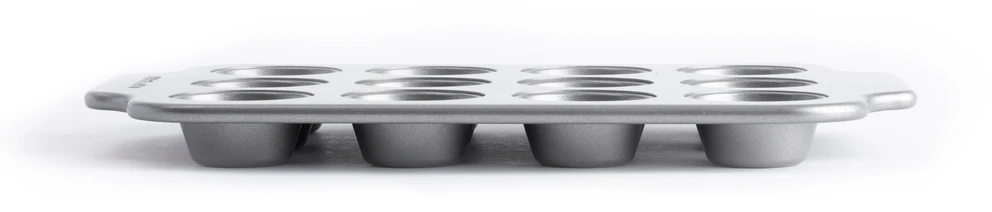 KitchenAid - Metalinės kepimo formos, mini apvalios kepimo formos, 12 vnt. - sidabrinės