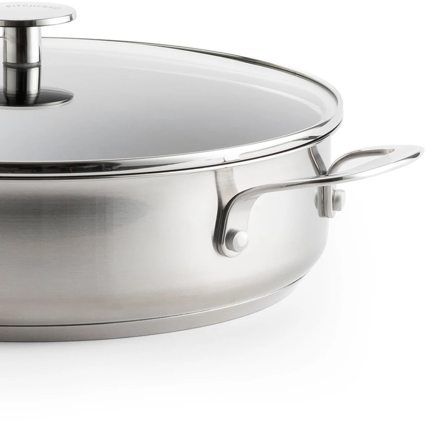 KitchenAid - Nerūdijančio plieno keptuvė su 2 šoninėmis rankenomis - sidabrinė - 28 cm