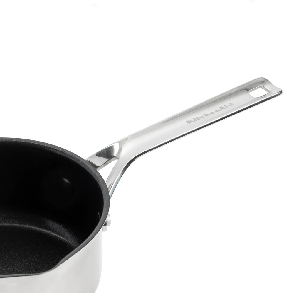 KitchenAid - Nerūdijančio plieno lakštinis puodas su 2 snapeliais - sidabro spalvos - 16 cm