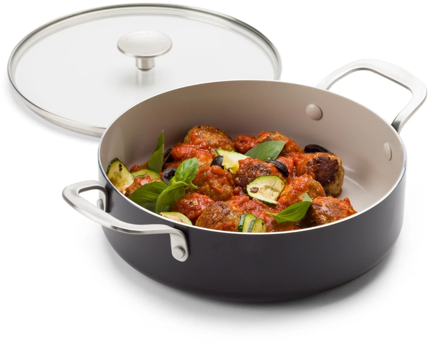 KitchenAid - Spalvota aliuminio keptuvė su 2 šoninėmis rankenomis - matinės juodos spalvos - 24 cm