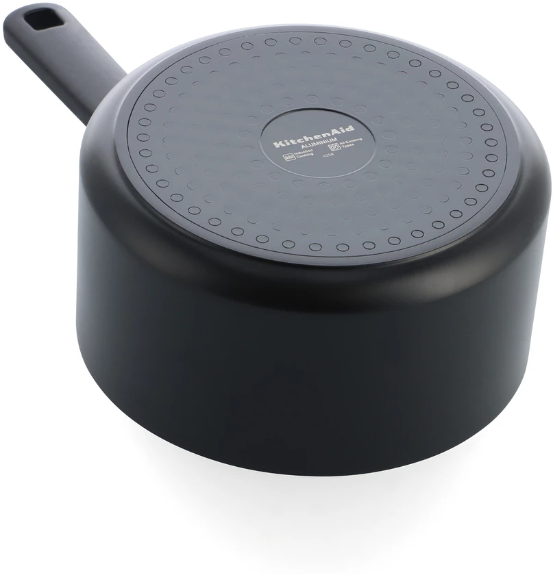 KitchenAid - Spalvotas aliuminio puodas su dangčiu - matinės juodos spalvos - 16 cm