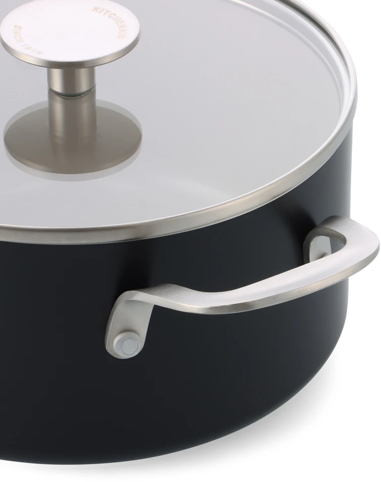 KitchenAid - Spalvotas aliuminio puodas su dangčiu - matinės juodos spalvos - 24 cm / 4,91 l