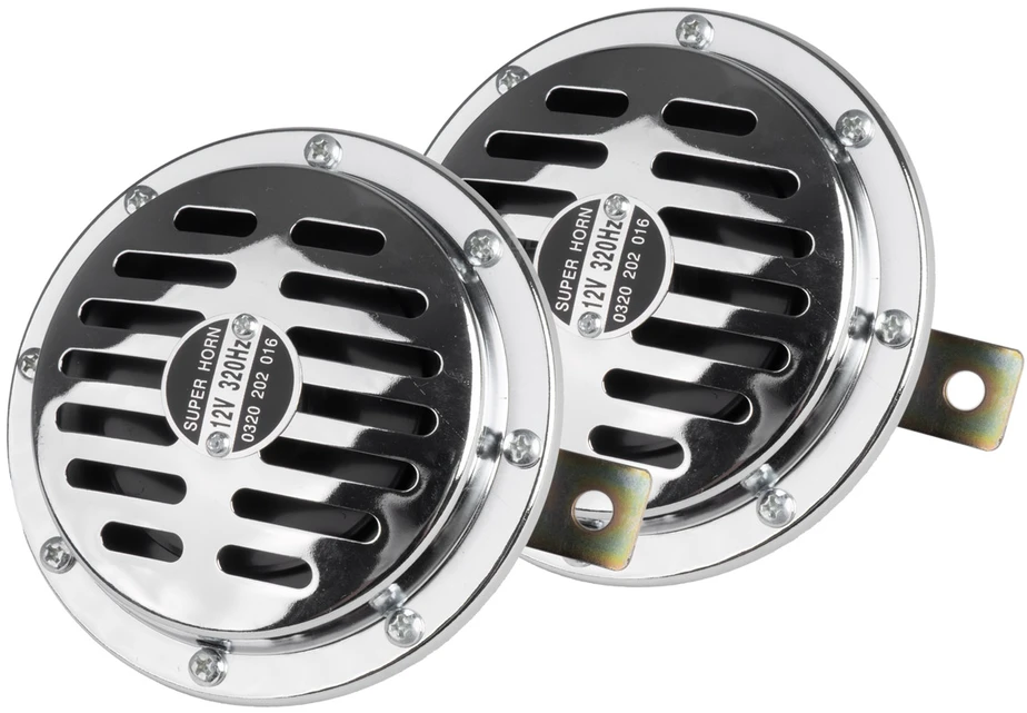 Garso signalas – chromuotas, 125 mm, 110 dB, 12V, AMIO-04074