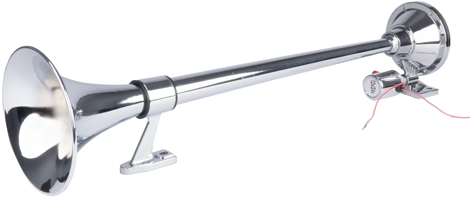 Garso signalas – chromuotas, 640 mm, 150 dB, 12/24V, AMIO-04076