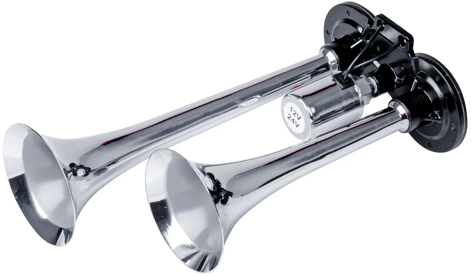 Dvigubas garso signalas – 150 dB, chromuotas, 12-24V, AMIO-03617