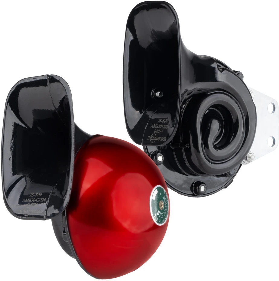 Garso signalų rinkinys – raudonas, 2 vnt., 125 mm, 110 dB, 12V, AMIO-04075