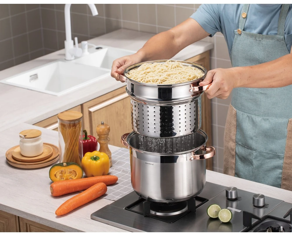 Klausberg Puodas Puodas su makaronų įdėklu 7,5 l, 24 cm kb-7739