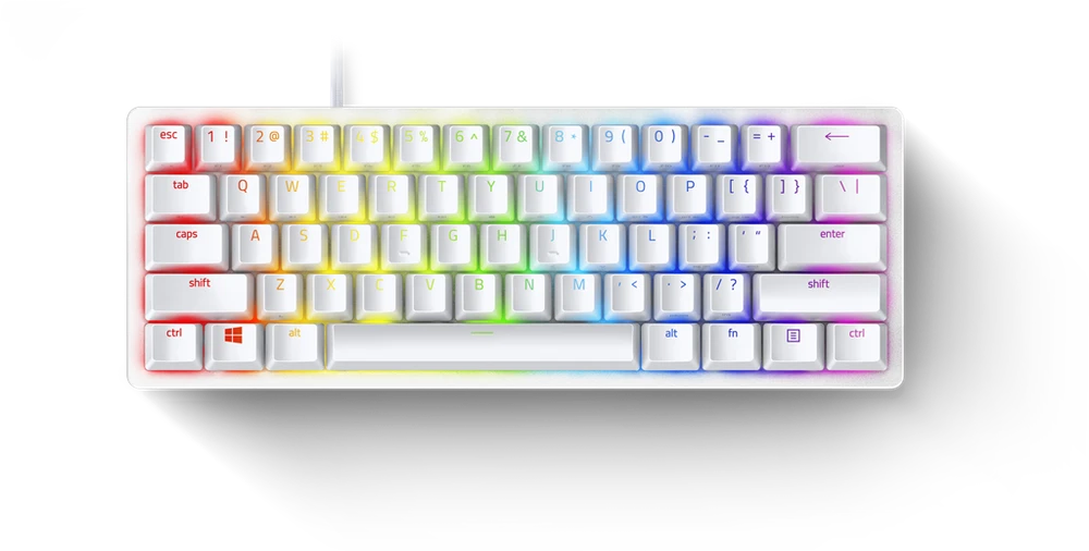 60% Mechaninė Žaidimų klaviatūra Razer Huntsman Mini Mercury Edition, Red Switch, Nordic išdėstymas