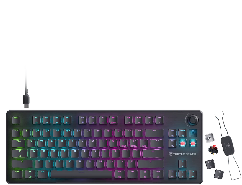 Turtle Beach Vulcan II TKL 75% juoda laidinė mechaninė klaviatūra (Raudona switch, US)