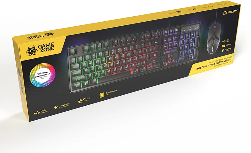 Rinkinys Klaviatūra su pele Tracer GameZone Boost su laidu juoda