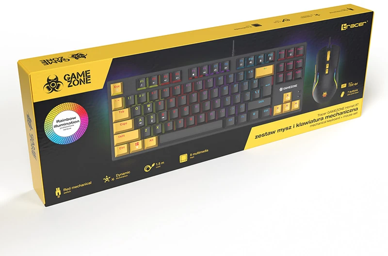Rinkinys Klaviatūra su pele Tracer GameZone Hornet 87 su laidu juoda
