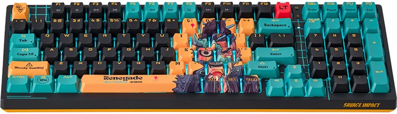 Klaviatūra žaidimams A4Tech Bloody AT98 RENEGADE Alpha Optical Switch, mechaninė, su foniniu apšvietimu, daugiaspalvė