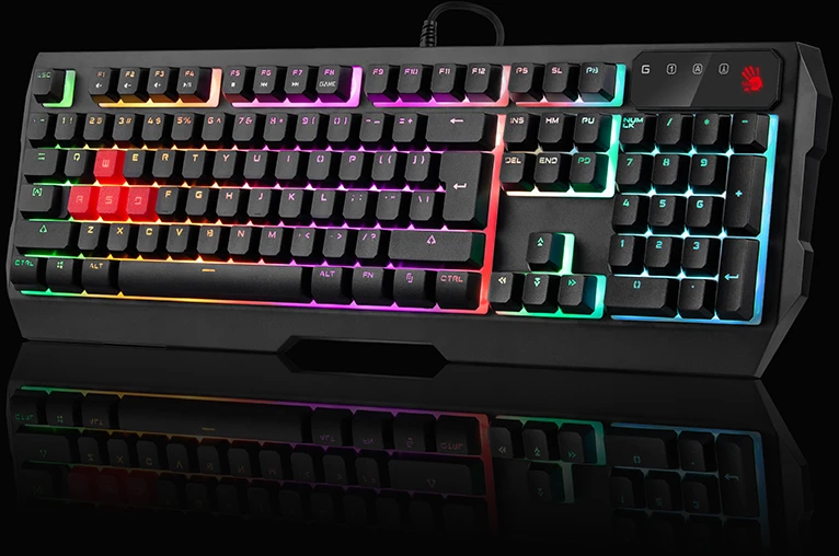 Klaviatūra žaidimams A4Tech B140N su laidu membraninė su pašvietimu juoda