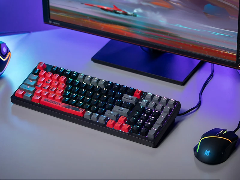 Klaviatūra žaidimams A4Tech Bloody S98 Sports BLMS Raudona Plus su laidu mechaninė su pašvietimu juoda