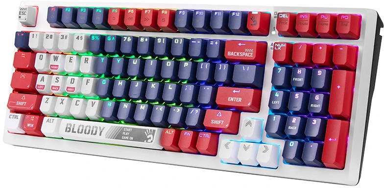 Klaviatūra žaidimai A4Tech Bloody S98 Sports BLMS Raudona Plus laidinis mechaninis apšvietimas daugiaspalvis