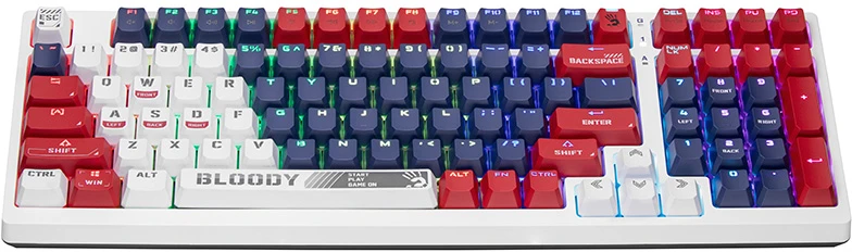 Klaviatūra žaidimai A4Tech Bloody S98 Sports BLMS Raudona Plus laidinis mechaninis apšvietimas daugiaspalvis
