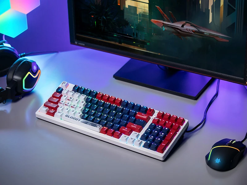 Klaviatūra žaidimai A4Tech Bloody S98 Sports BLMS Raudona Plus laidinis mechaninis apšvietimas daugiaspalvis