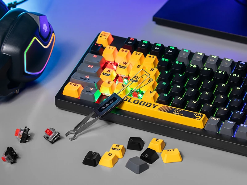 Klaviatūra A4Tech Bloody S98 USB Sports Lime (BLMS Raudona Plus jungikliai)
